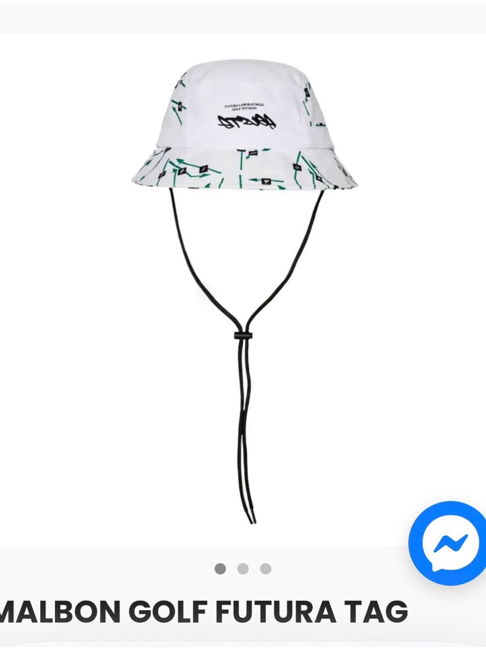 Malbon Golf White Graphic Bucket Hat with Adjustable Chin Cord